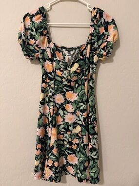 Lily Rose Floral Puff Sleeve Mini Dress - Size Small